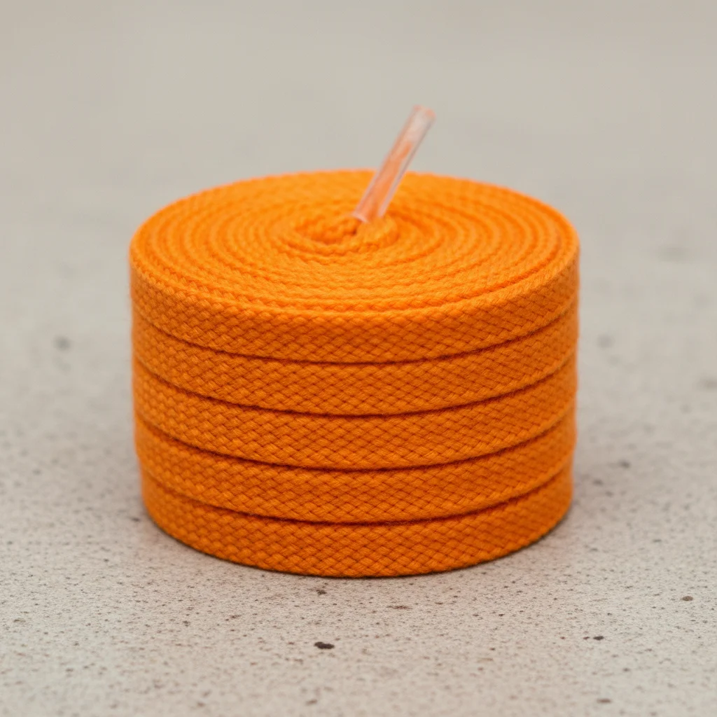 Lacet Orange Plat 8mm Coton - Vue 2 - Lacet