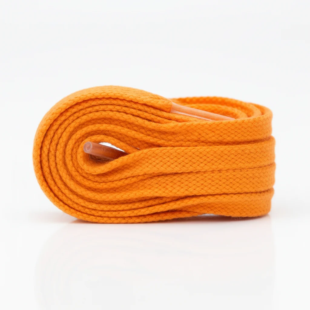 Lacet Orange Plat 8mm Coton - Vue 5 - Lacet