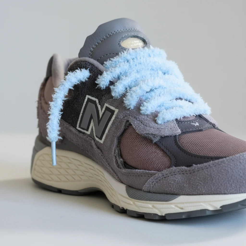 Lacet Peluche Coton 7mm Bleu Ciel Tendances Sneakers - Vue 7 - Lacet