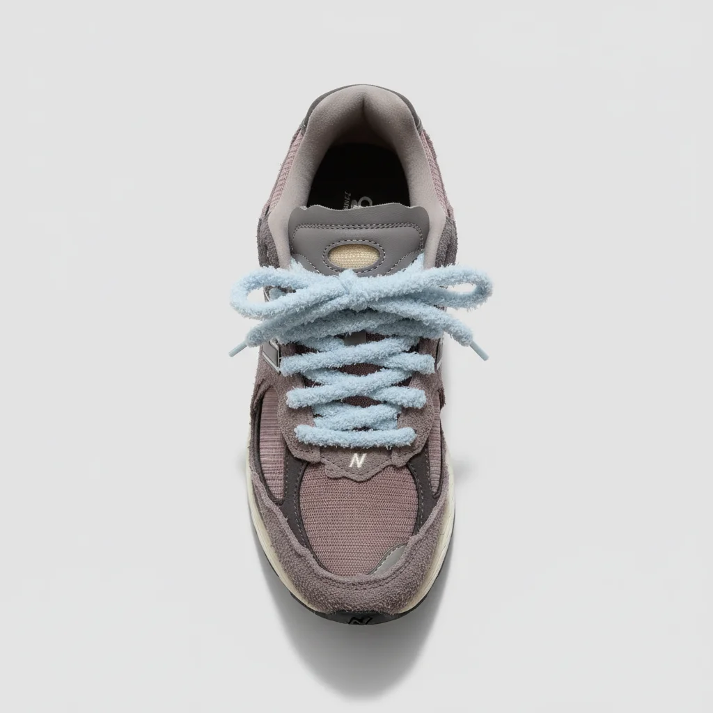Lacet Peluche Coton 7mm Bleu Ciel Tendances Sneakers - Vue 8 - Lacet