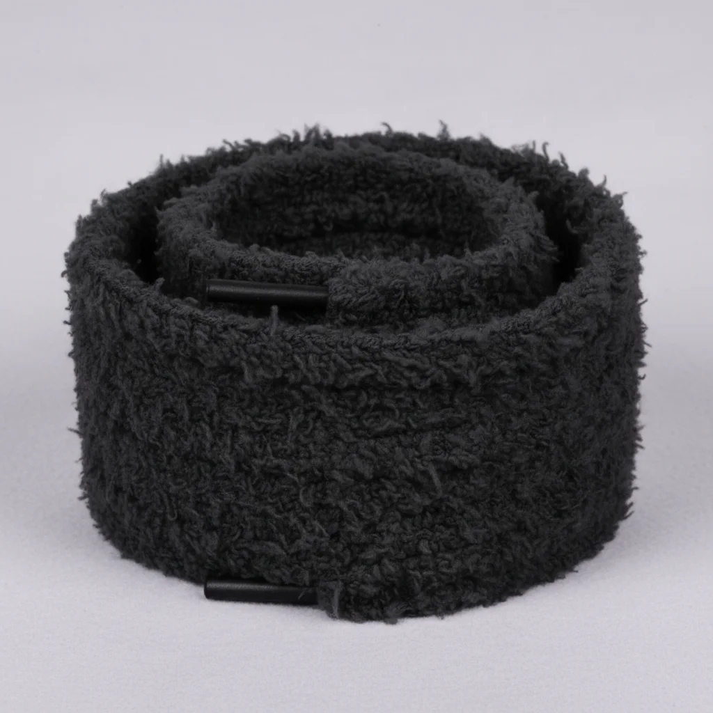 Lacet Peluche Noir 15mm Coton Tendance - Vue 2 - Lacet
