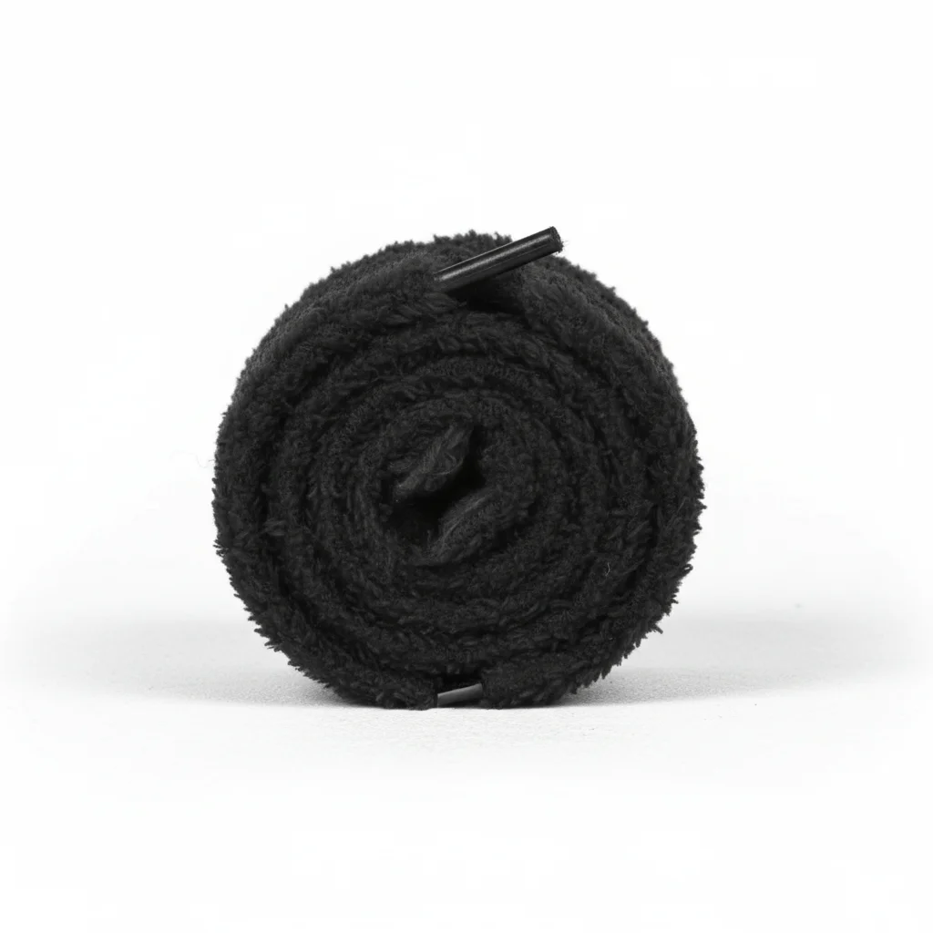 Lacet Peluche Noir 7mm Coton Doux - Vue 2 - Lacet