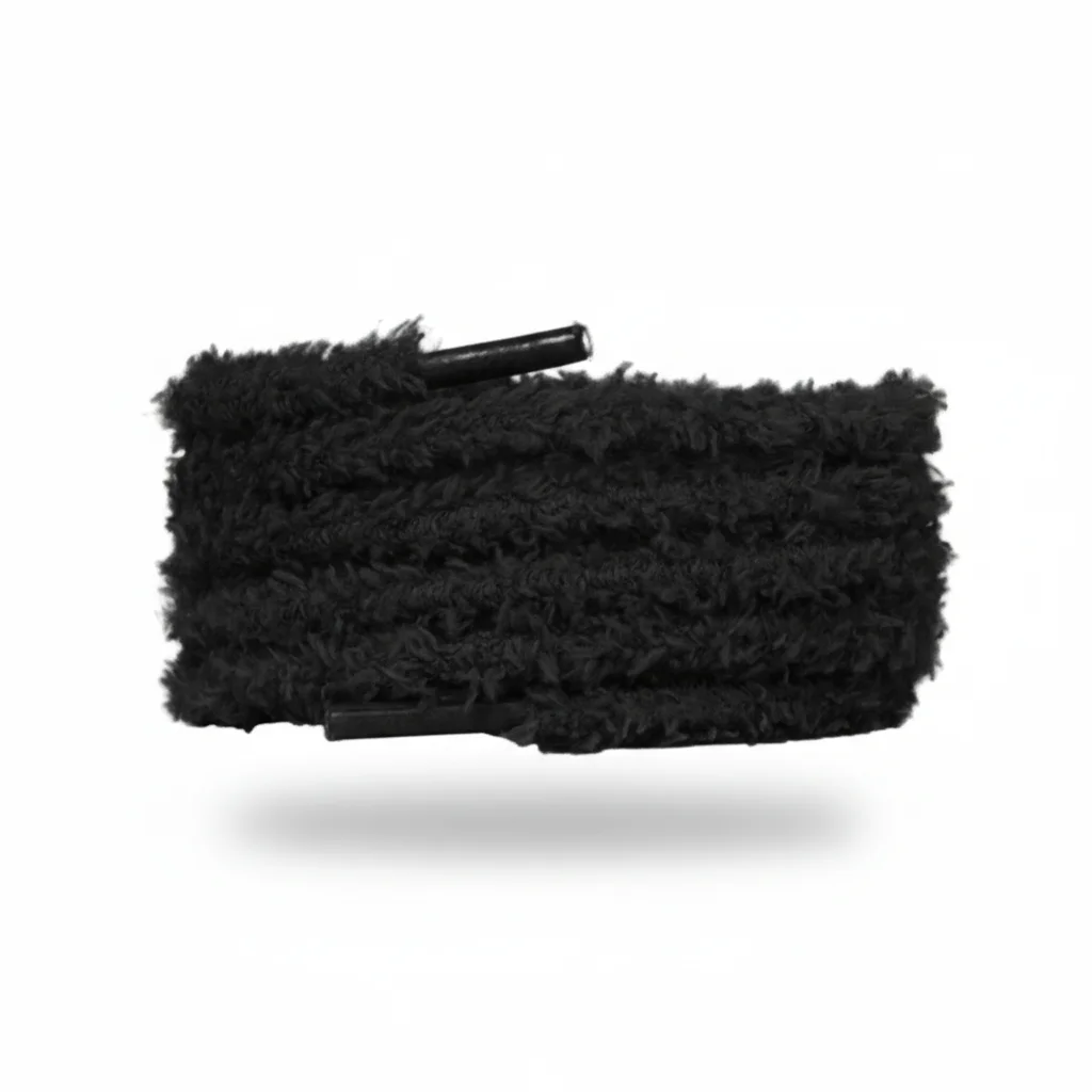Lacet Peluche Noir 7mm Coton Doux - Vue 4 - Lacet