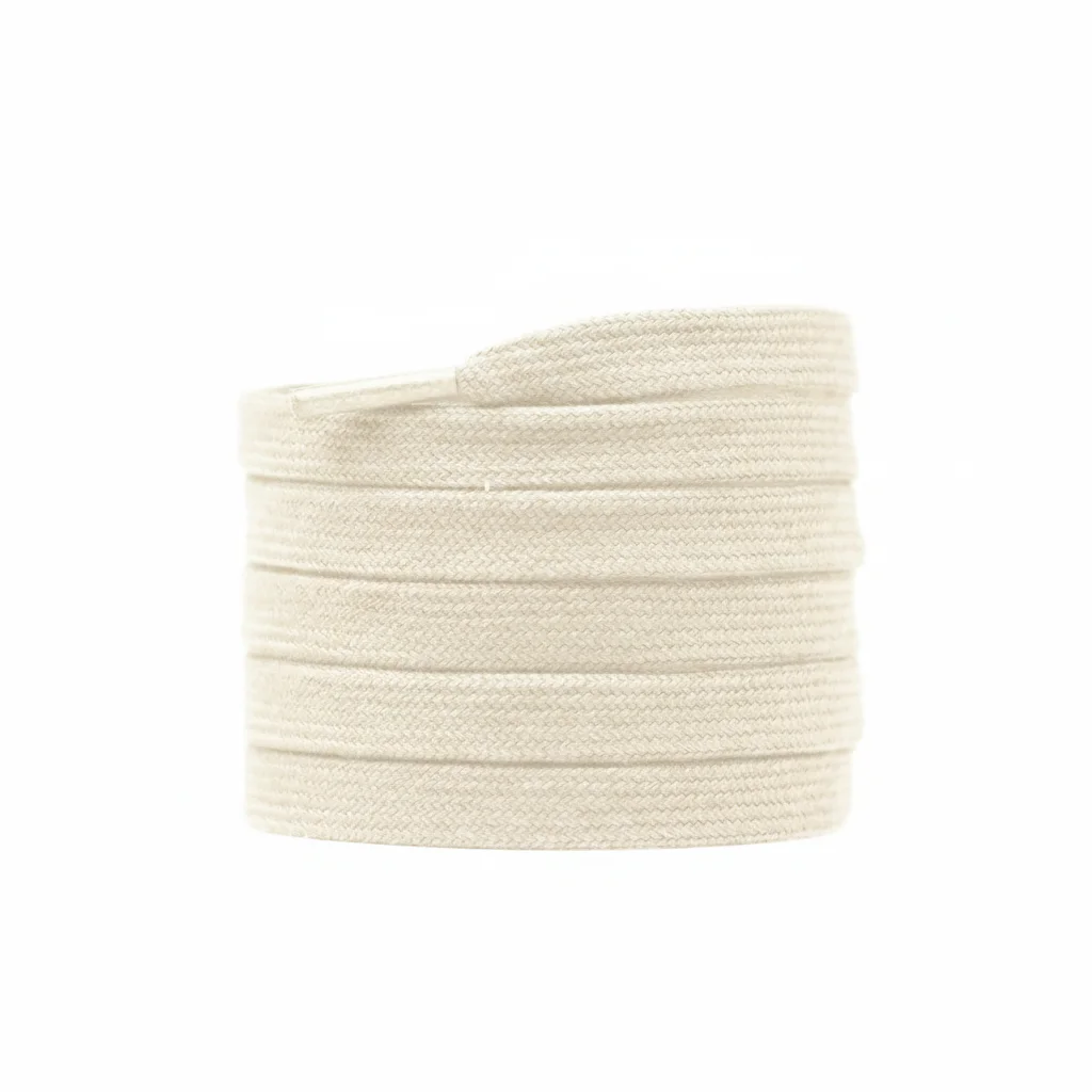 Lacet Plat Beige 8mm Coton - Vue 1 - Lacet
