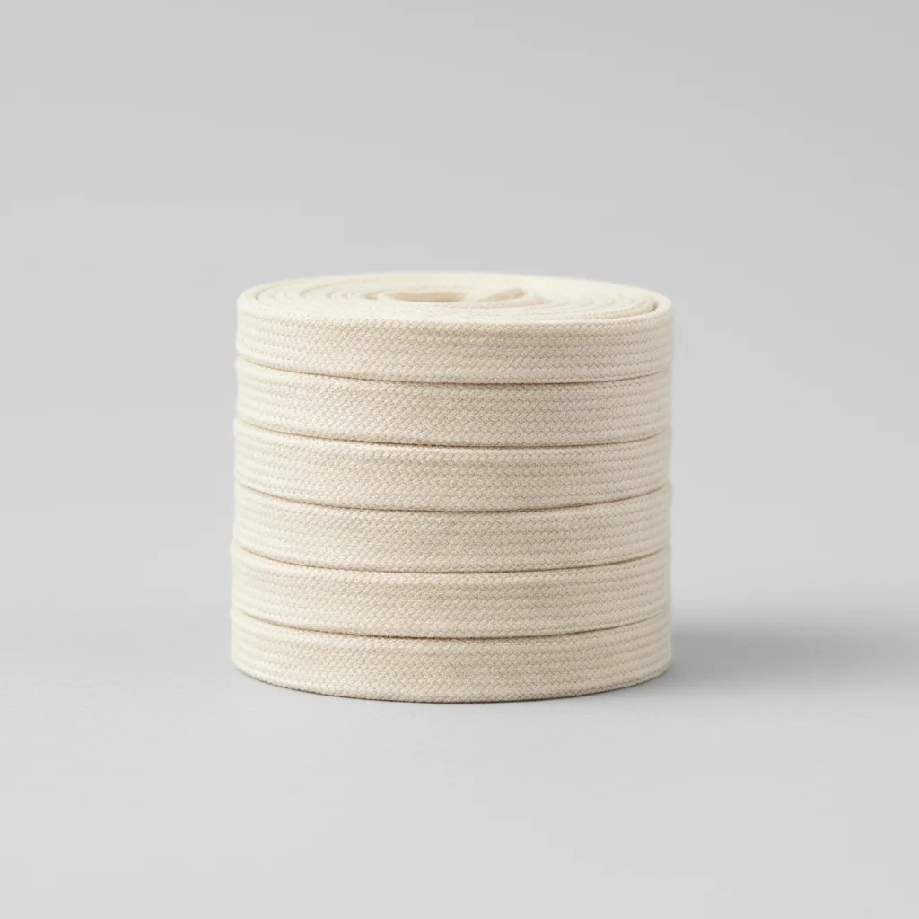 Lacet Plat Beige 8mm Coton - Vue 2 - Lacet
