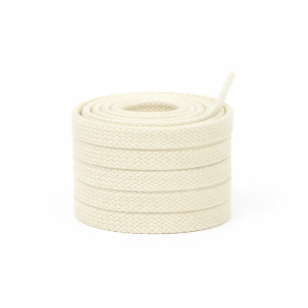 Lacet Plat Coton 8mm Beige - Vue 1 - Lacet
