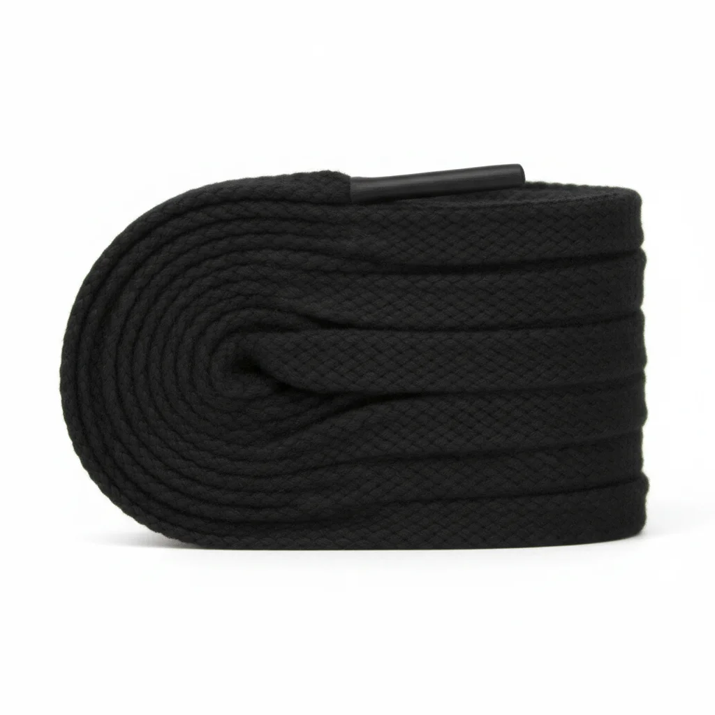 Lacet Plat Coton Noir 8mm - Vue 1 - Lacet
