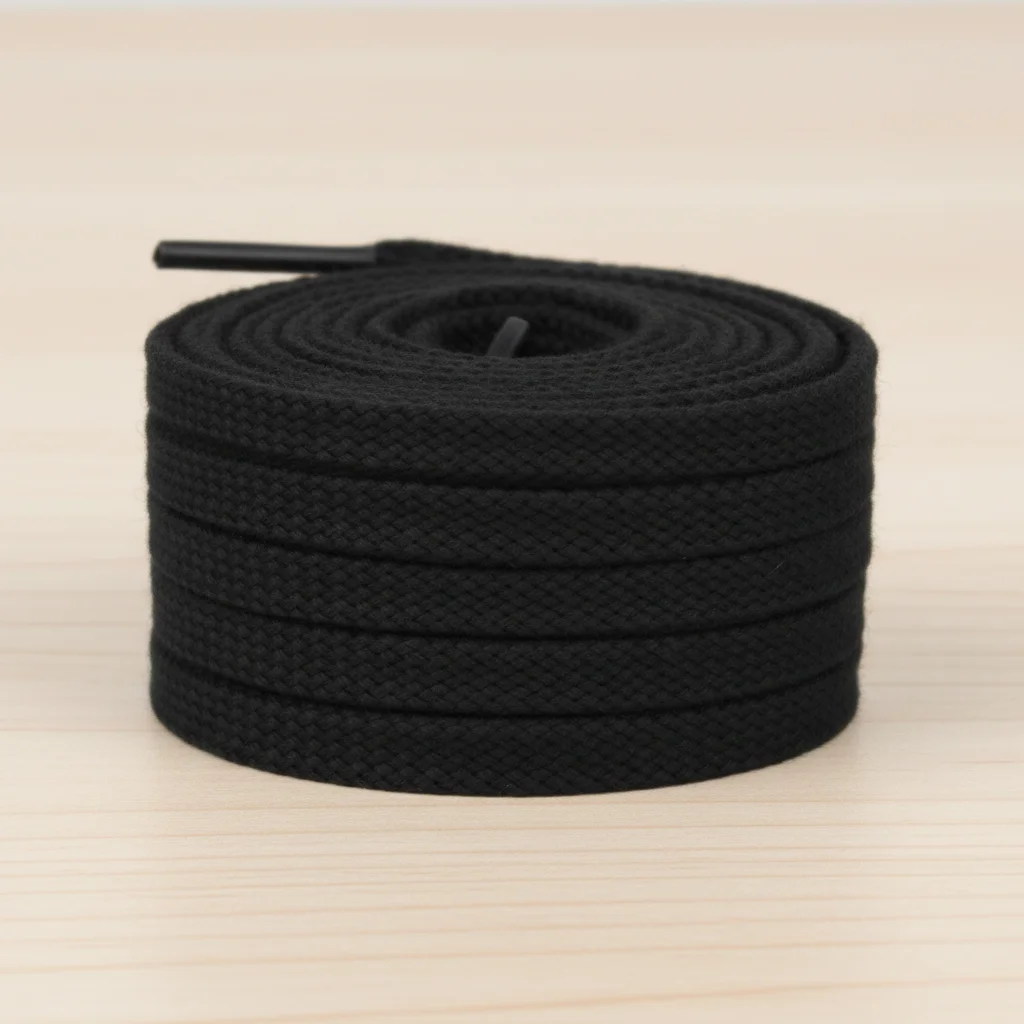 Lacet Plat Coton Noir 8mm - Vue 2 - Lacet