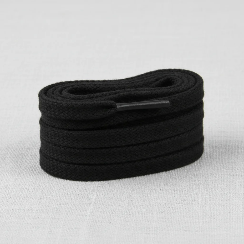 Lacet Plat Coton Noir 8mm - Vue 4 - Lacet