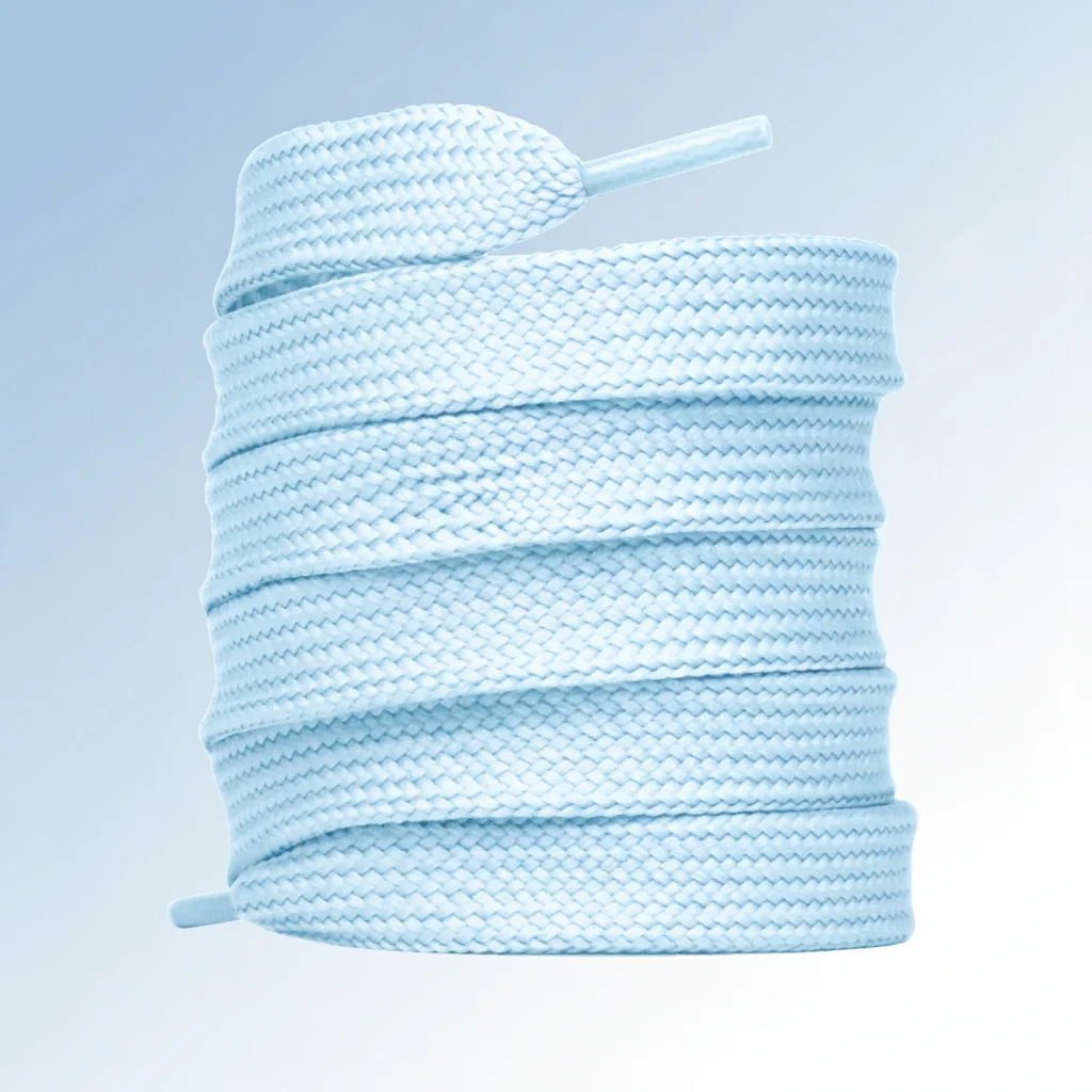 Lacet Plat Large Coton Bleu Ciel - Vue 3 - Lacet