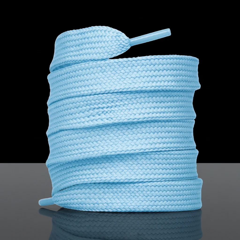 Lacet Plat Large Coton Bleu Ciel - Vue 5 - Lacet
