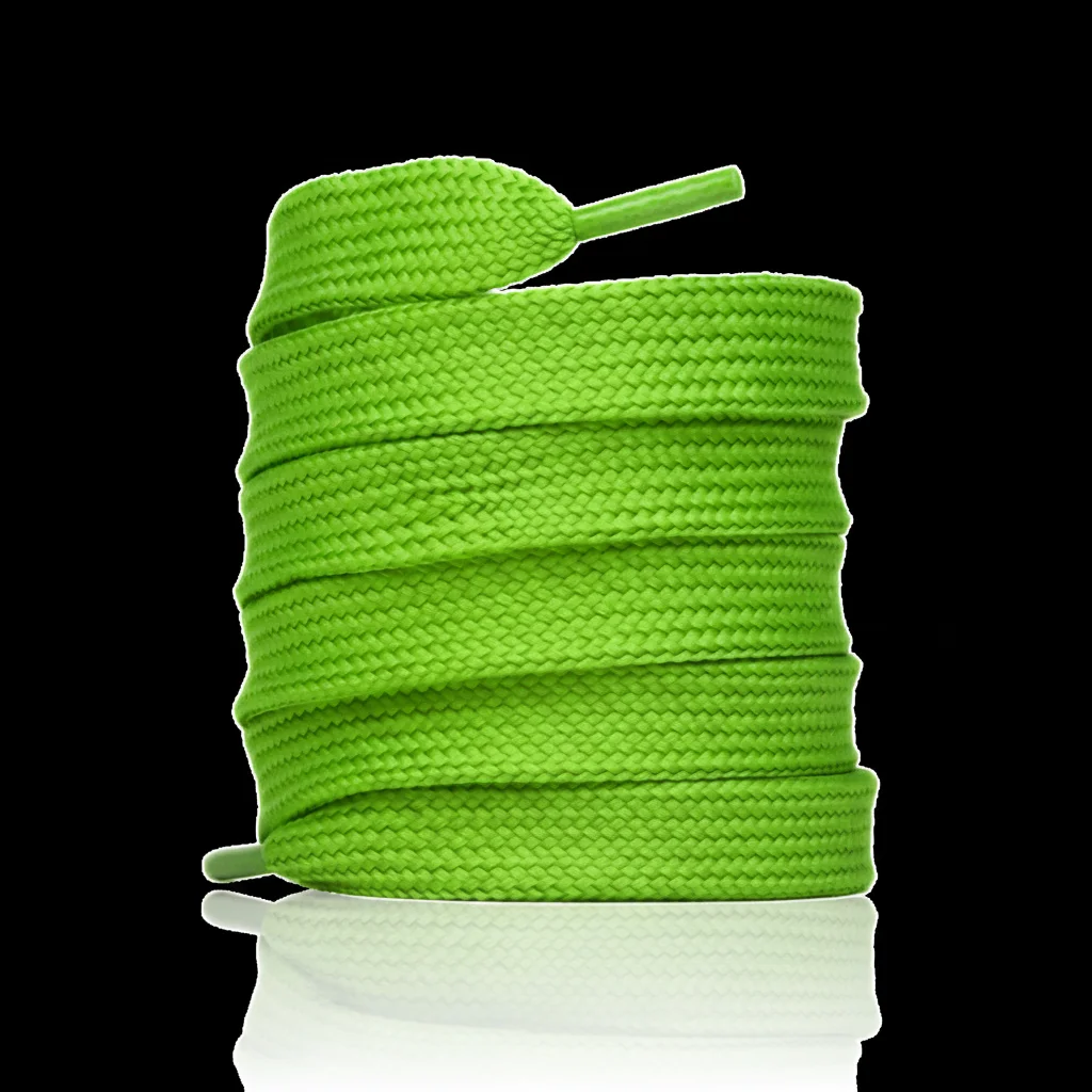 Lacet Plat Large Vert Pomme 18mm - Vue 2 - Lacet