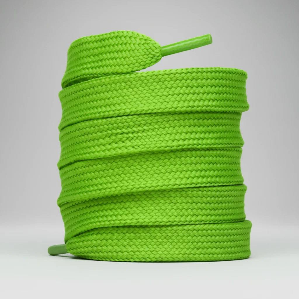 Lacet Plat Large Vert Pomme 18mm - Vue 3 - Lacet