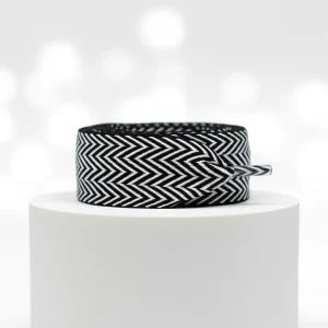 Lacet Plat Noir Chevron 30mm Coton - Vue 2 - Lacet