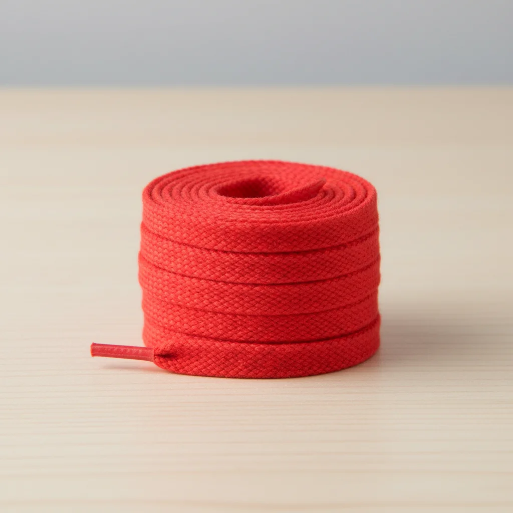 Lacet Plat Rouge 8mm Coton - Vue 4 - Lacet