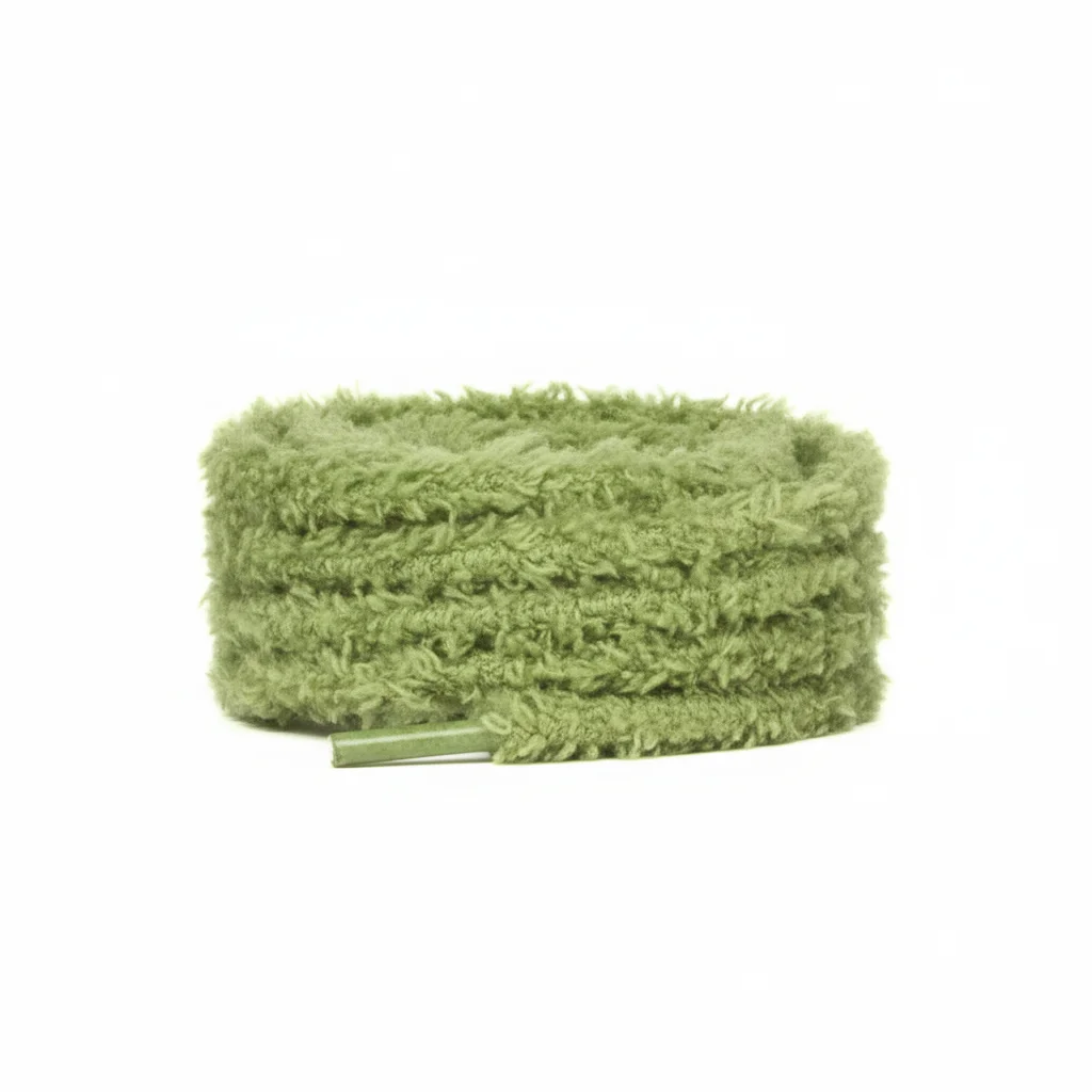 Lacet Vert Pelucheux 7mm pour Sneakers - Vue 4 - Lacet